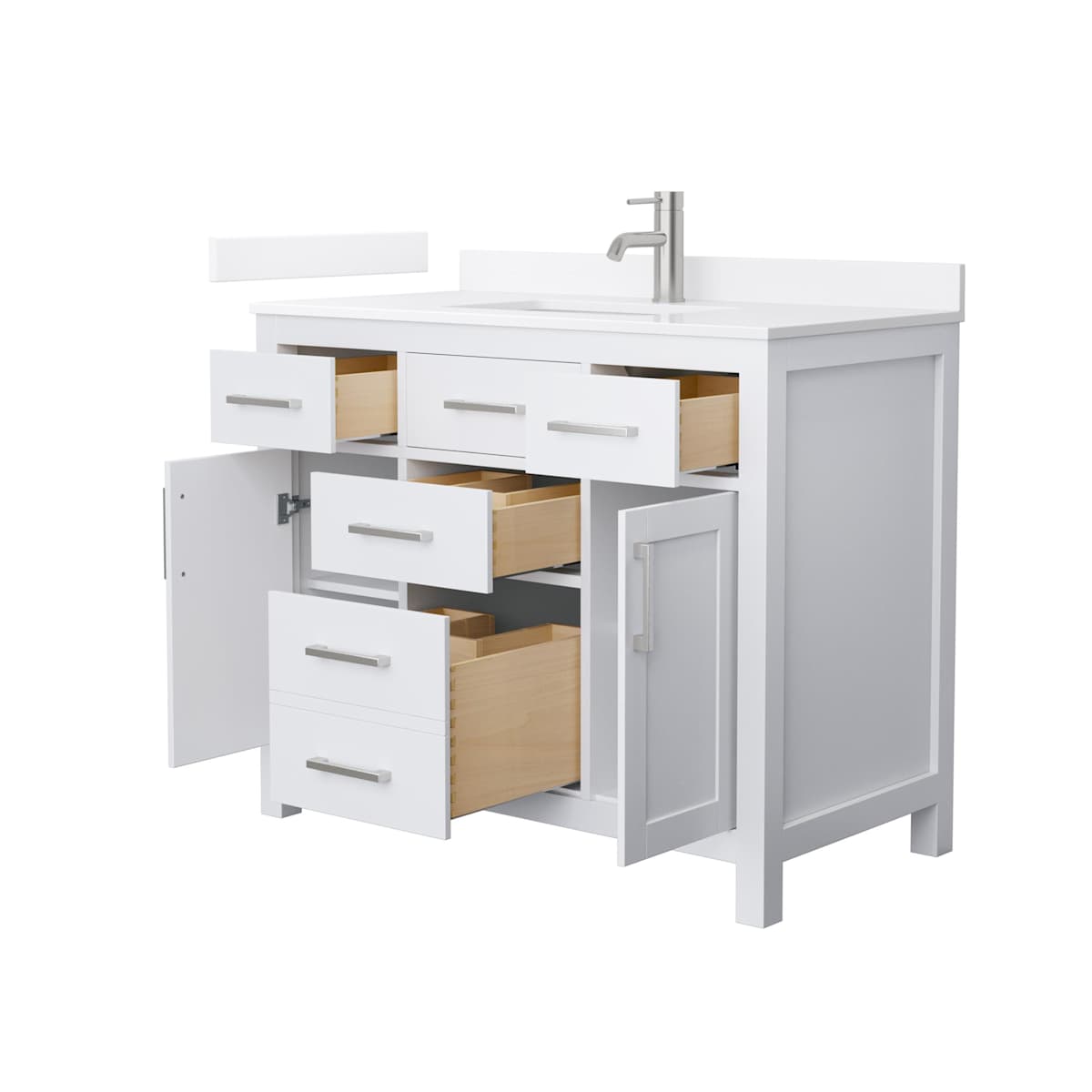 Beckett 42" Free Standing Single Basin Vanity Set with Cabinet and Quartz Vanity Top