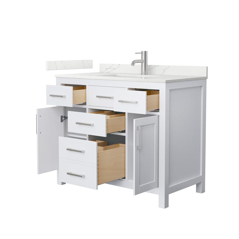 Beckett 42" Free Standing Single Basin Vanity Set with Cabinet and Quartz Vanity Top - image 9