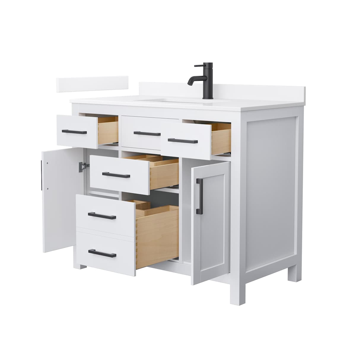 Beckett 42" Free Standing Single Basin Vanity Set with Cabinet and Quartz Vanity Top - image 12