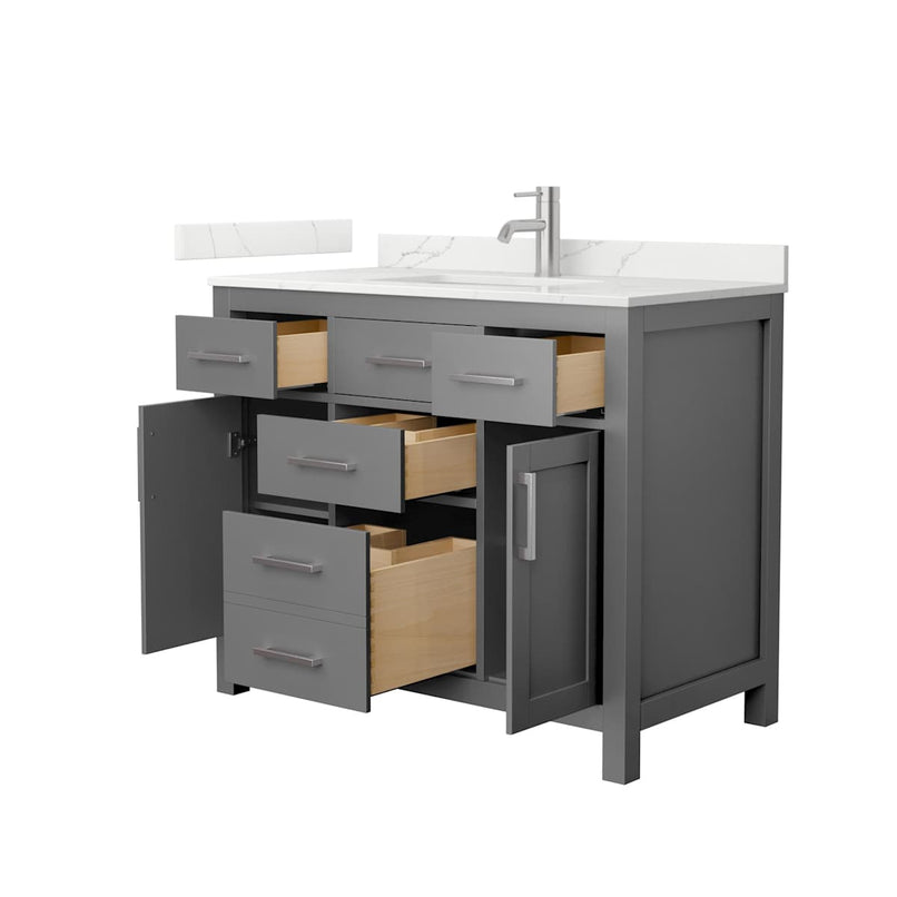 Beckett 42" Free Standing Single Basin Vanity Set with Cabinet and Quartz Vanity Top - image 15