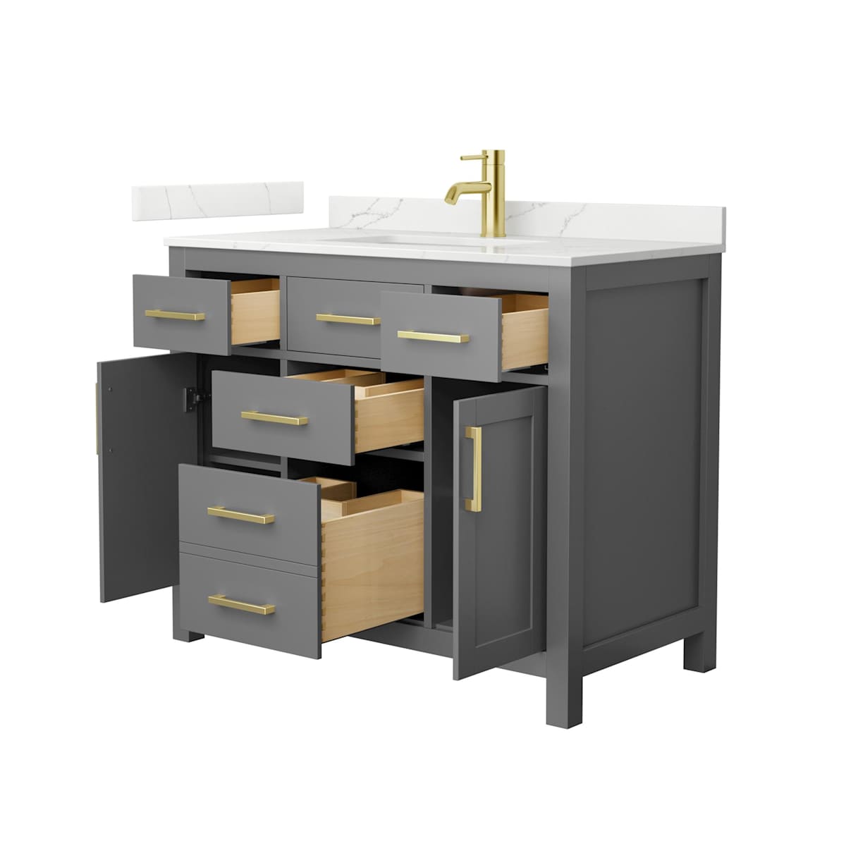 Beckett 42" Free Standing Single Basin Vanity Set with Cabinet and Quartz Vanity Top - image 19