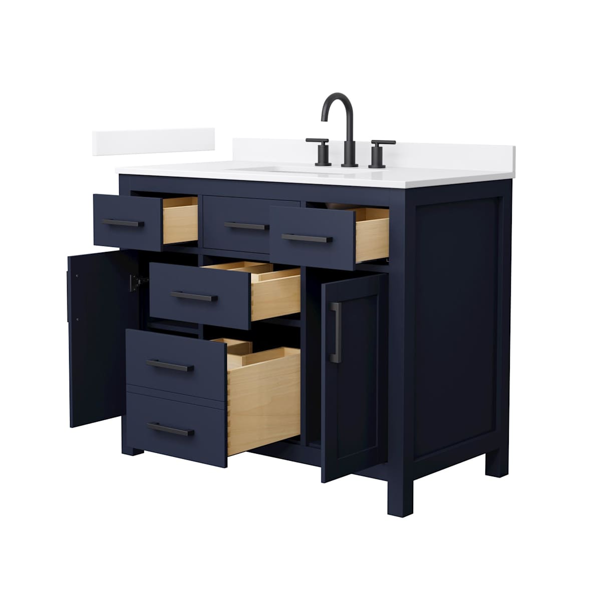 Beckett 42" Free Standing Single Basin Vanity Set with Cabinet and Quartz Vanity Top
