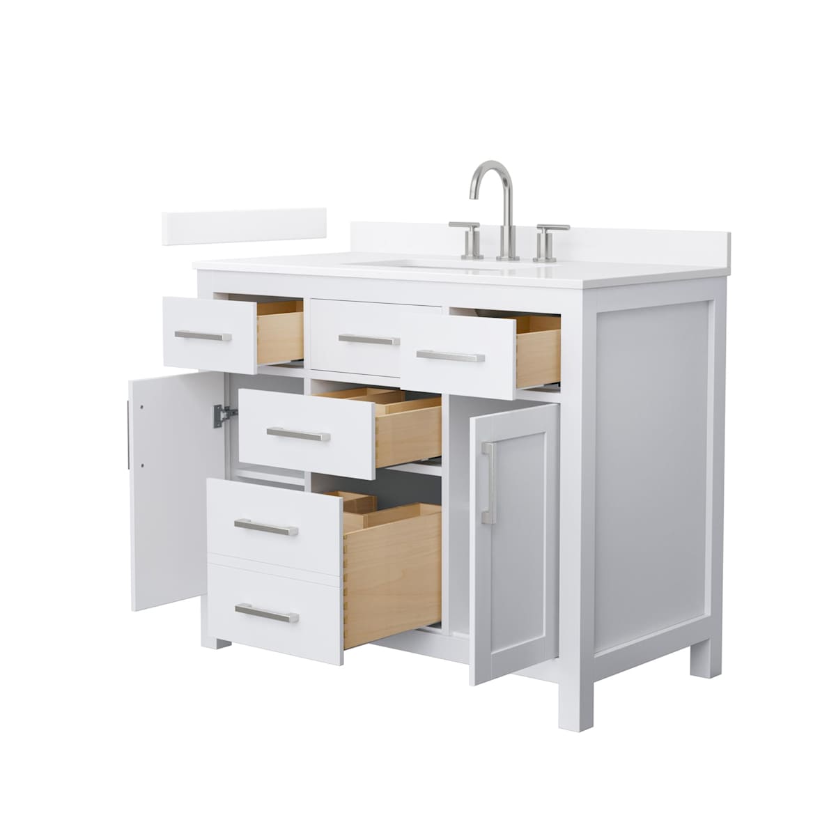 Beckett 42" Free Standing Single Basin Vanity Set with Cabinet and Quartz Vanity Top