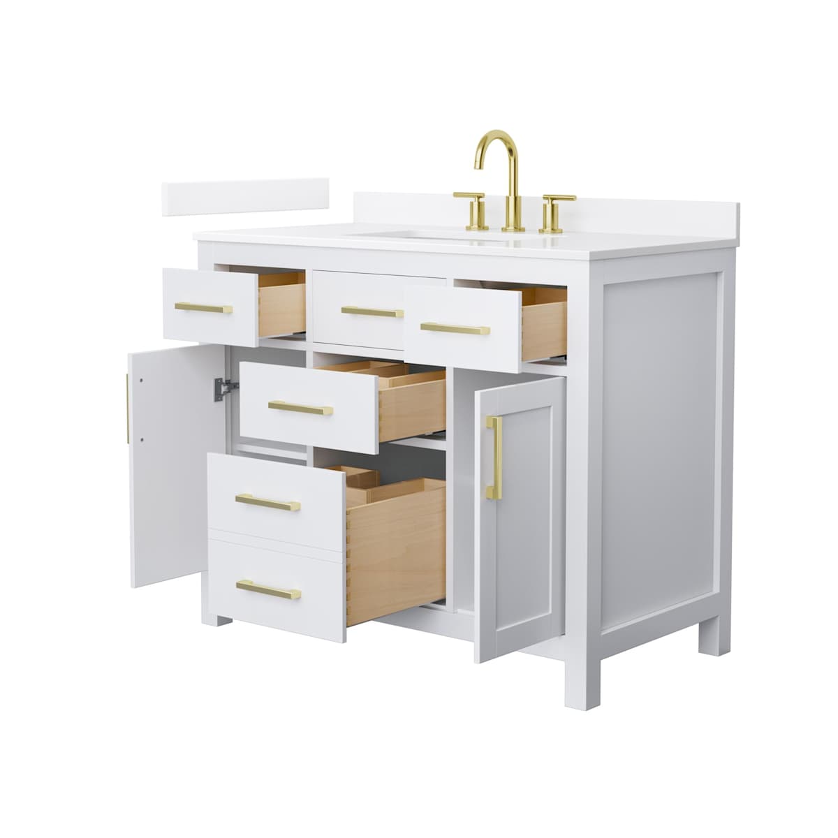 Beckett 42" Free Standing Single Basin Vanity Set with Cabinet and Quartz Vanity Top