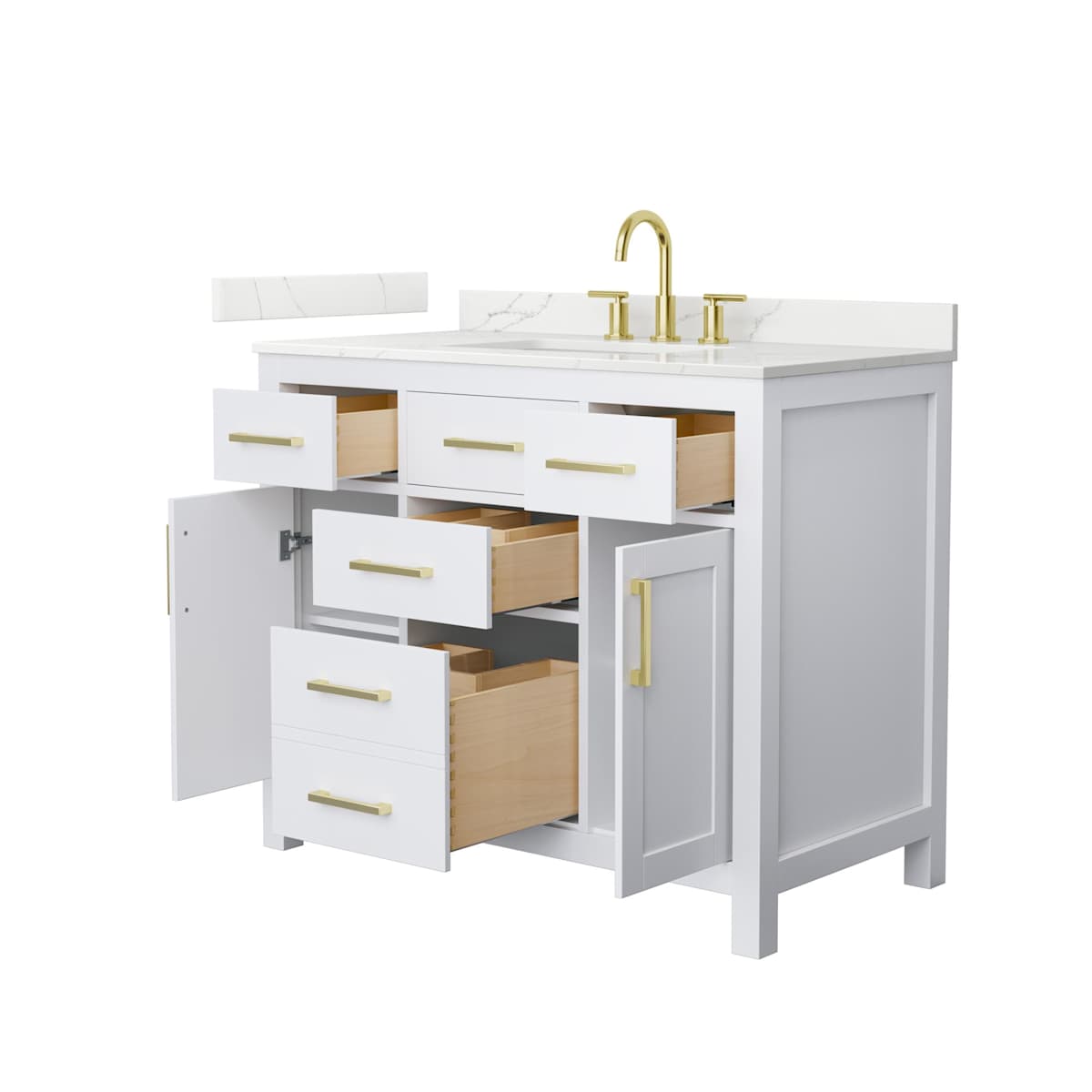 Beckett 42" Free Standing Single Basin Vanity Set with Cabinet and Quartz Vanity Top