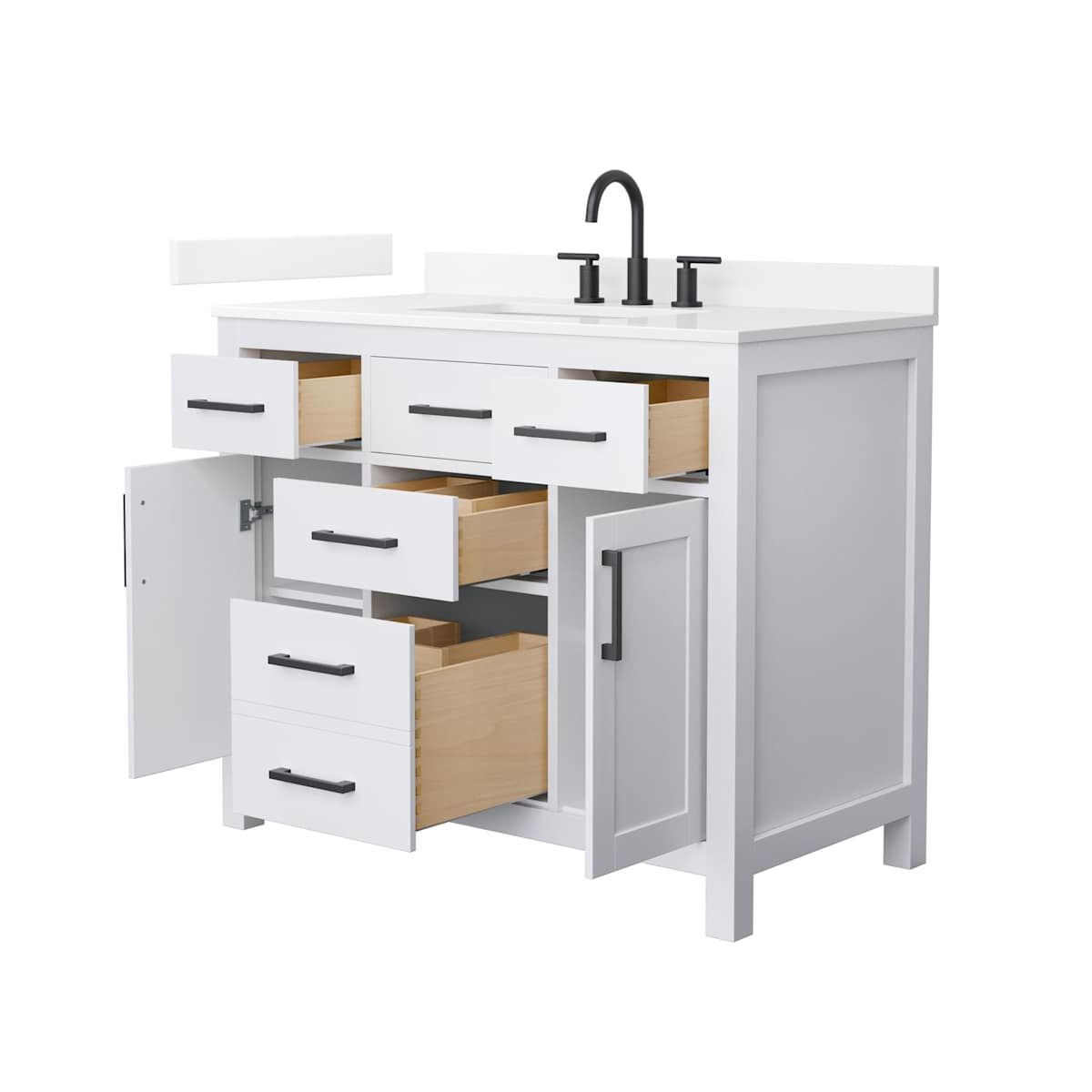 Beckett 42" Free Standing Single Basin Vanity Set with Cabinet and Quartz Vanity Top