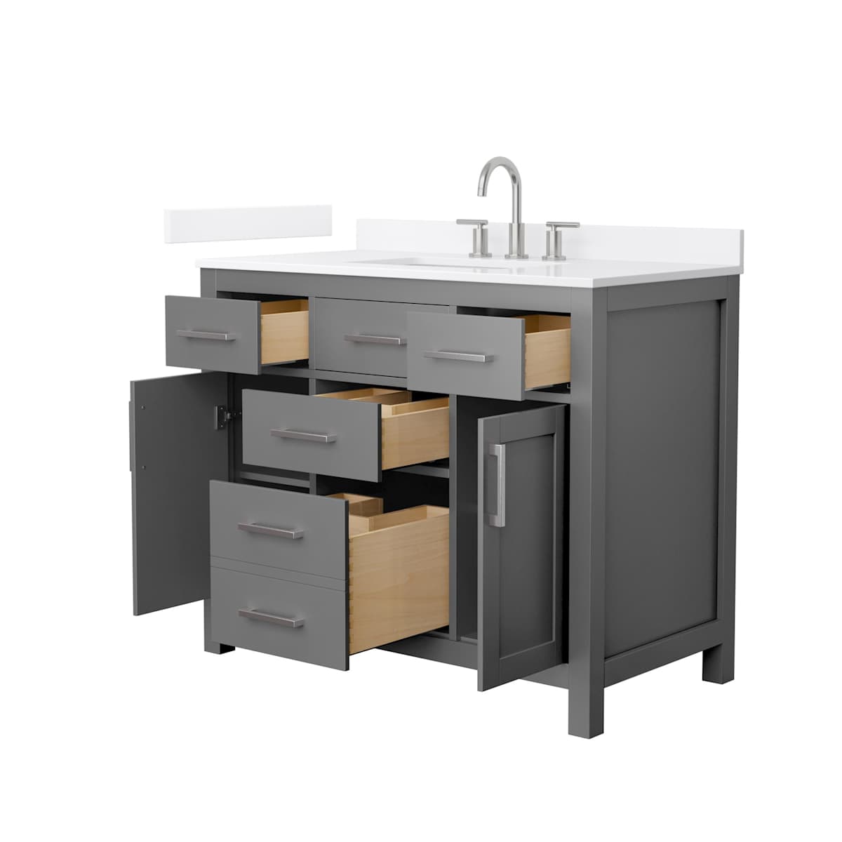 Beckett 42" Free Standing Single Basin Vanity Set with Cabinet and Quartz Vanity Top - image 14