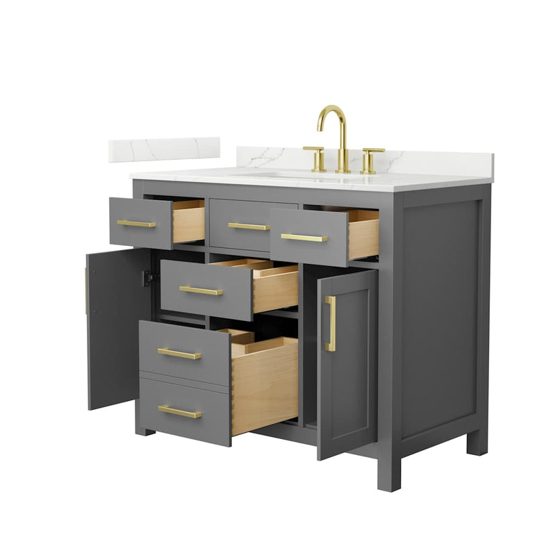 Beckett 42" Free Standing Single Basin Vanity Set with Cabinet and Quartz Vanity Top - image 19