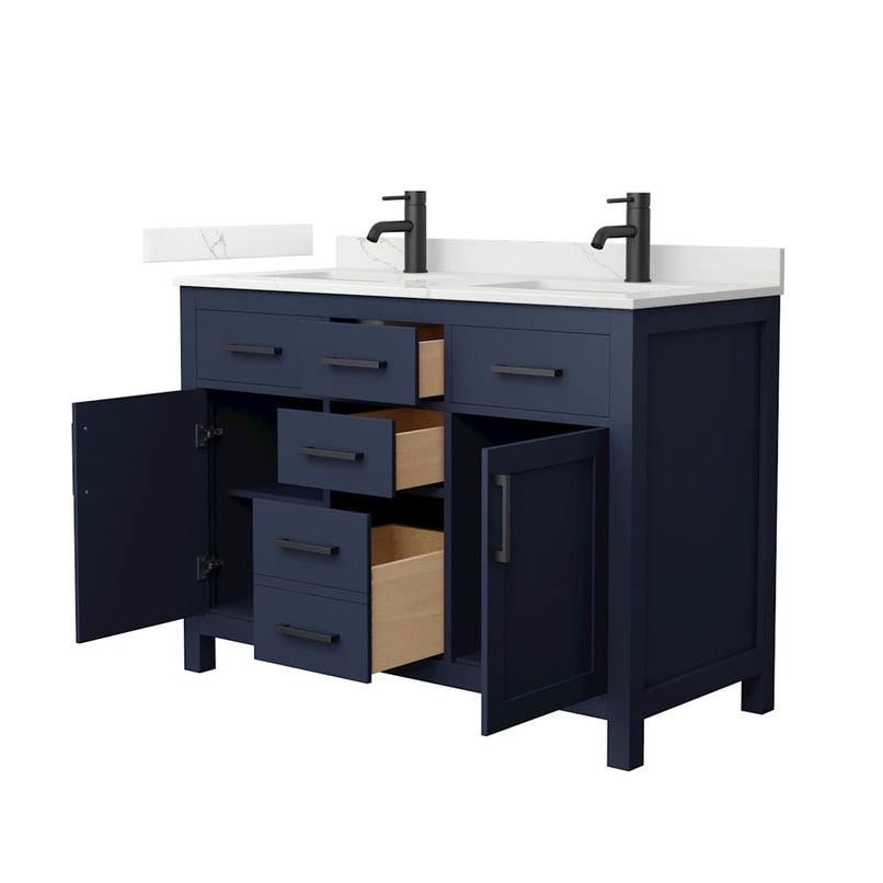 Beckett 48" Free Standing Double Basin Vanity Set with Cabinet and Quartz Vanity Top - image 2