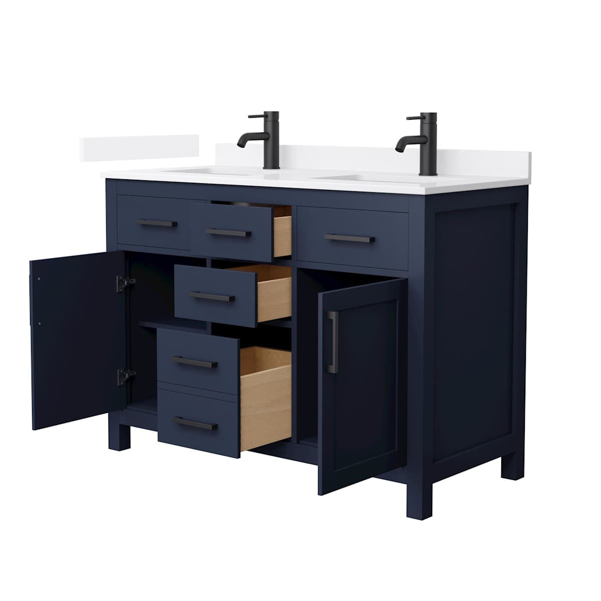 Beckett 48" Free Standing Double Basin Vanity Set with Cabinet and Quartz Vanity Top