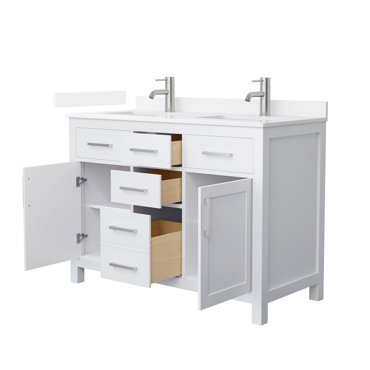 Beckett 48" Free Standing Double Basin Vanity Set with Cabinet and Quartz Vanity Top