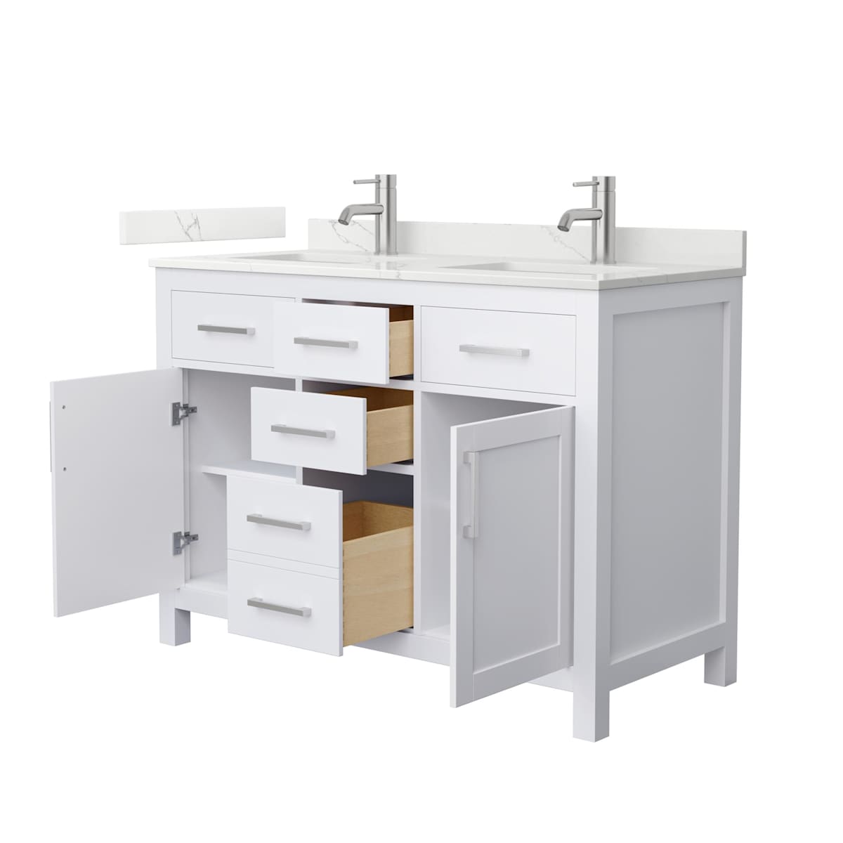 Beckett 48" Free Standing Double Basin Vanity Set with Cabinet and Quartz Vanity Top