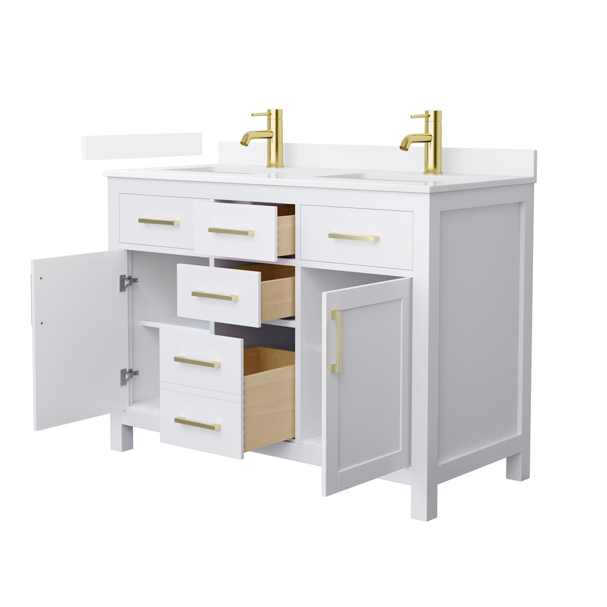 Beckett 48" Free Standing Double Basin Vanity Set with Cabinet and Quartz Vanity Top