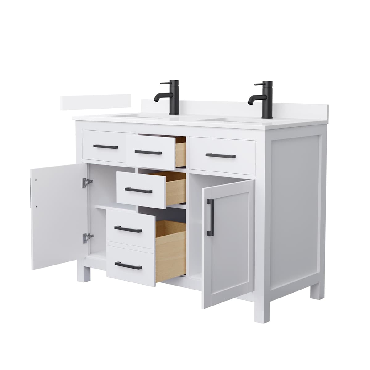 Beckett 48" Free Standing Double Basin Vanity Set with Cabinet and Quartz Vanity Top