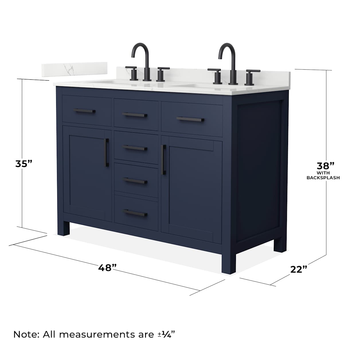 Beckett 48" Free Standing Double Basin Vanity Set with Cabinet and Quartz Vanity Top