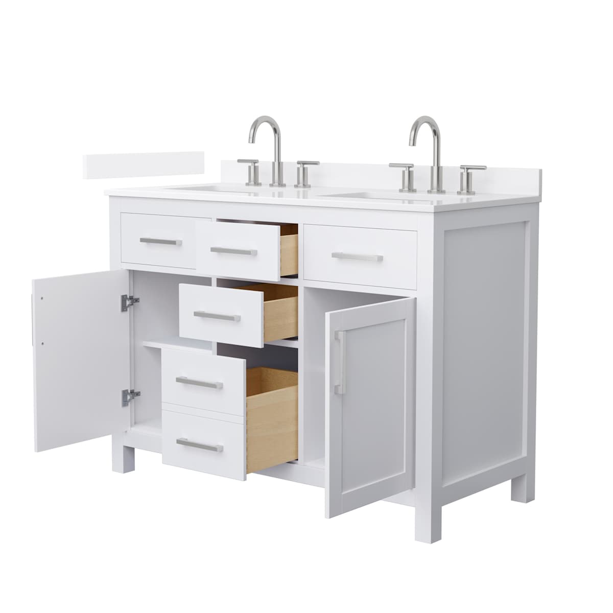 Beckett 48" Free Standing Double Basin Vanity Set with Cabinet and Quartz Vanity Top