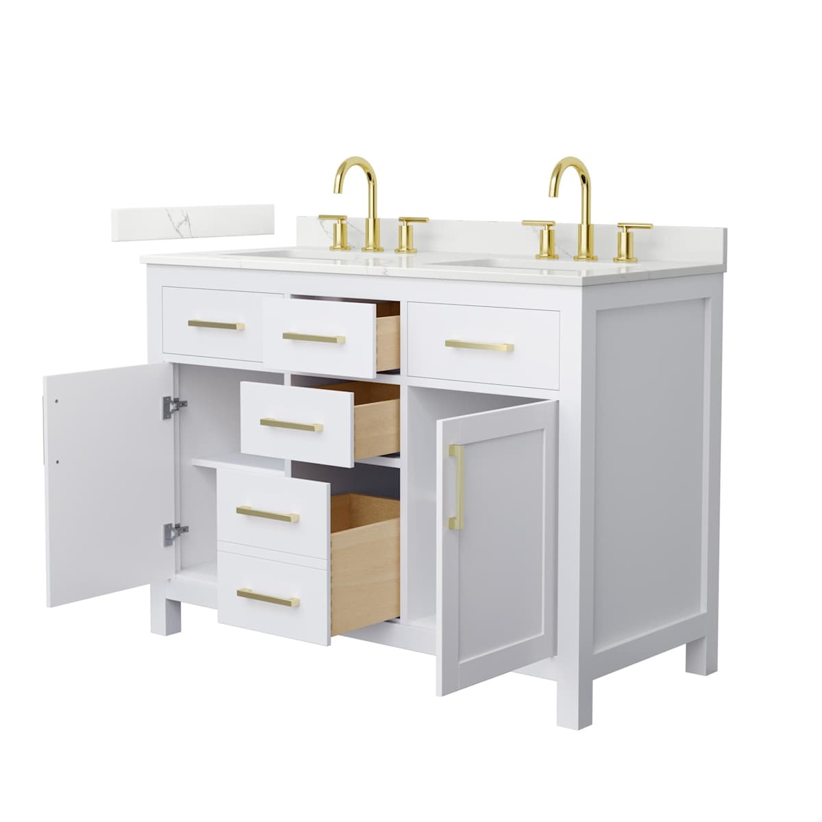Beckett 48" Free Standing Double Basin Vanity Set with Cabinet and Quartz Vanity Top