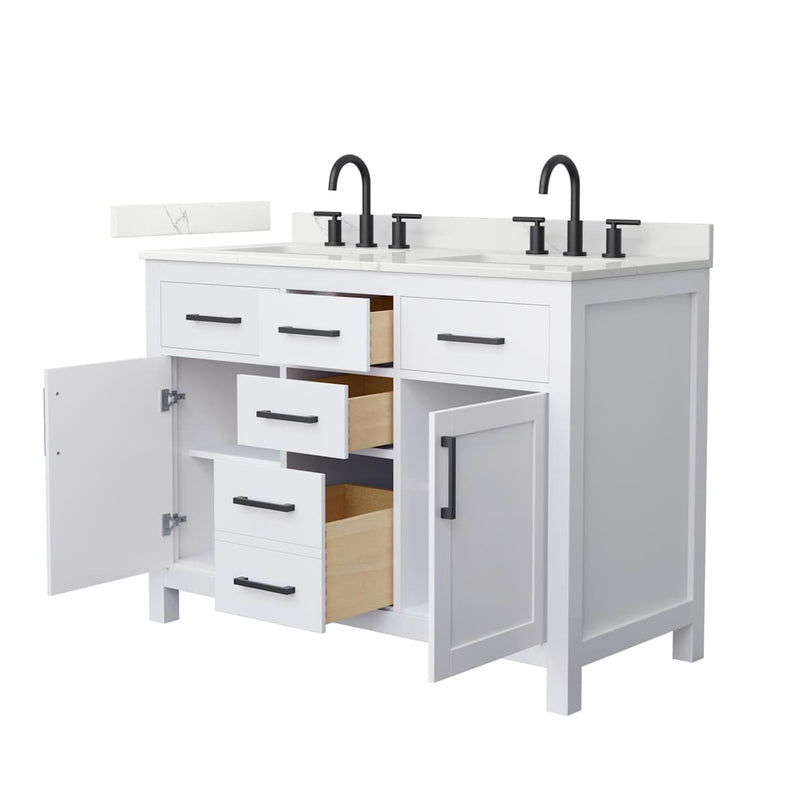 Beckett 48" Free Standing Double Basin Vanity Set with Cabinet and Quartz Vanity Top - image 12