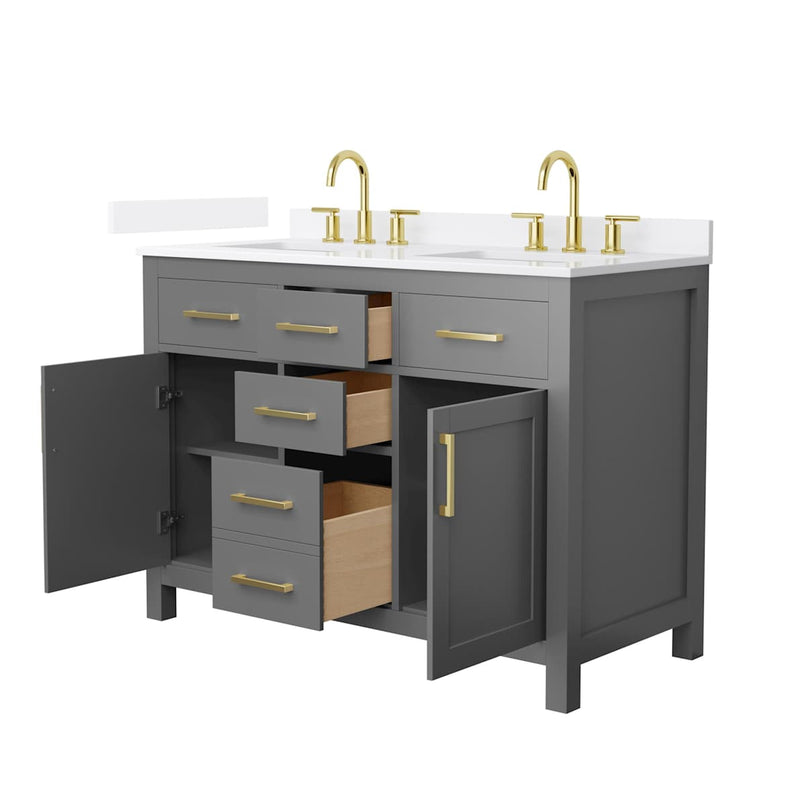 Beckett 48" Free Standing Double Basin Vanity Set with Cabinet and Quartz Vanity Top - image 17