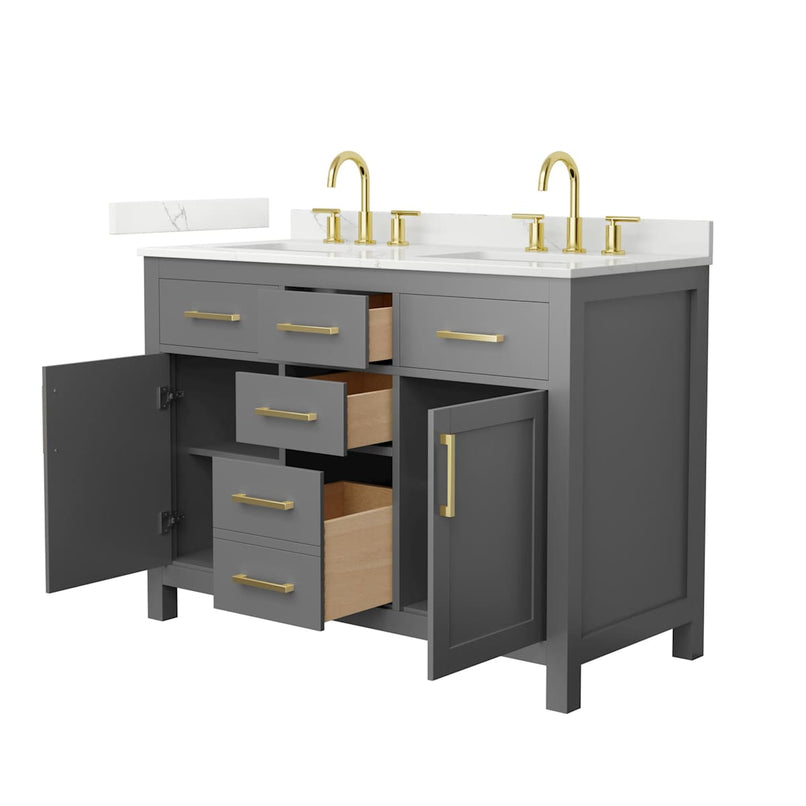 Beckett 48" Free Standing Double Basin Vanity Set with Cabinet and Quartz Vanity Top - image 18