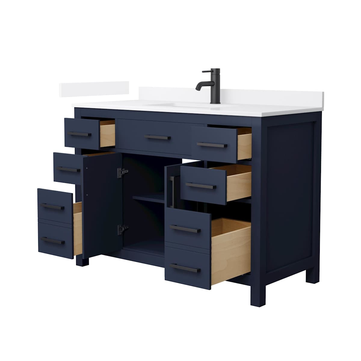 Beckett 48" Free Standing Single Basin Vanity Set with Cabinet and Quartz Vanity Top