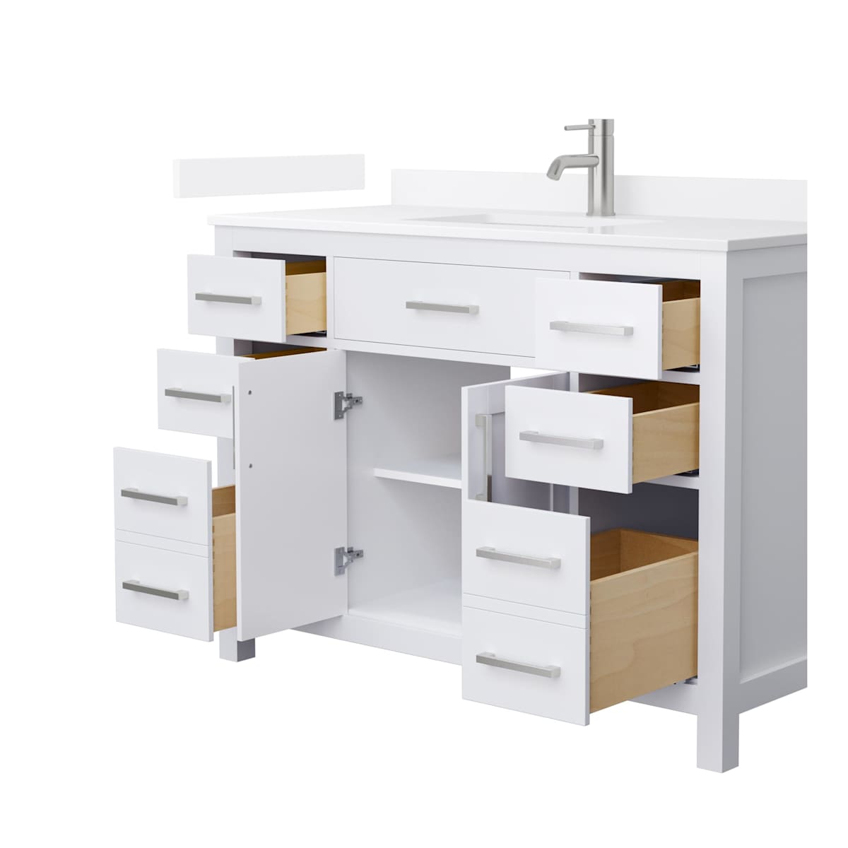 Beckett 48" Free Standing Single Basin Vanity Set with Cabinet and Quartz Vanity Top