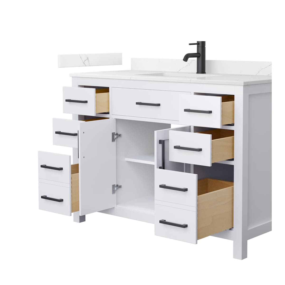 Beckett 48" Free Standing Single Basin Vanity Set with Cabinet and Quartz Vanity Top - image 13