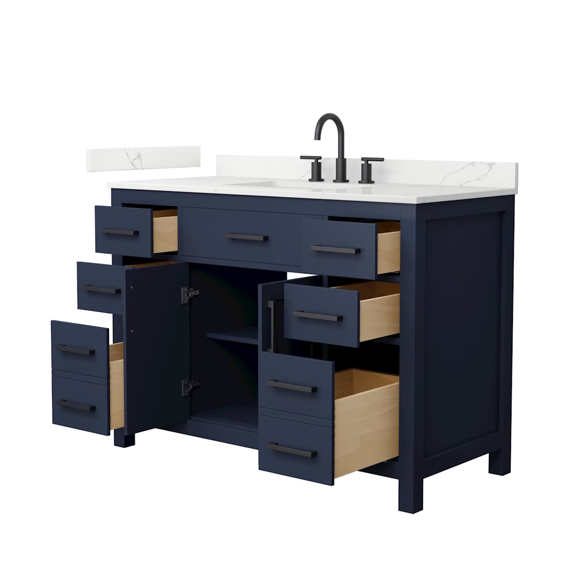 Beckett 48" Free Standing Single Basin Vanity Set with Cabinet and Quartz Vanity Top