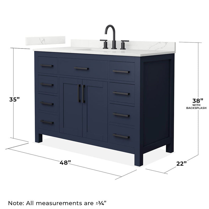 Beckett 48" Free Standing Single Basin Vanity Set with Cabinet and Quartz Vanity Top - image 4