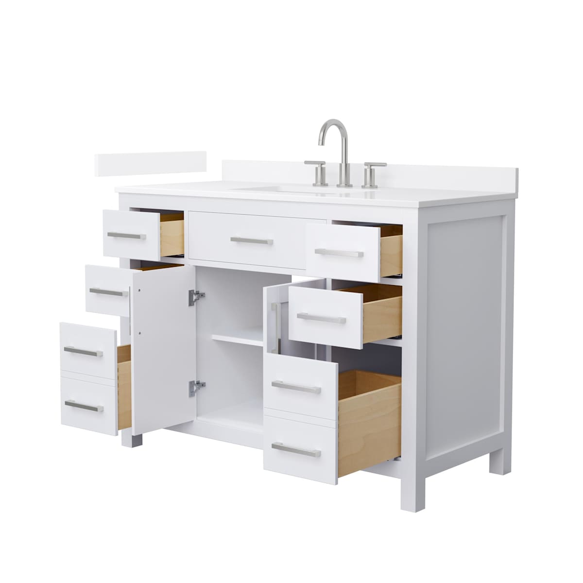 Beckett 48" Free Standing Single Basin Vanity Set with Cabinet and Quartz Vanity Top