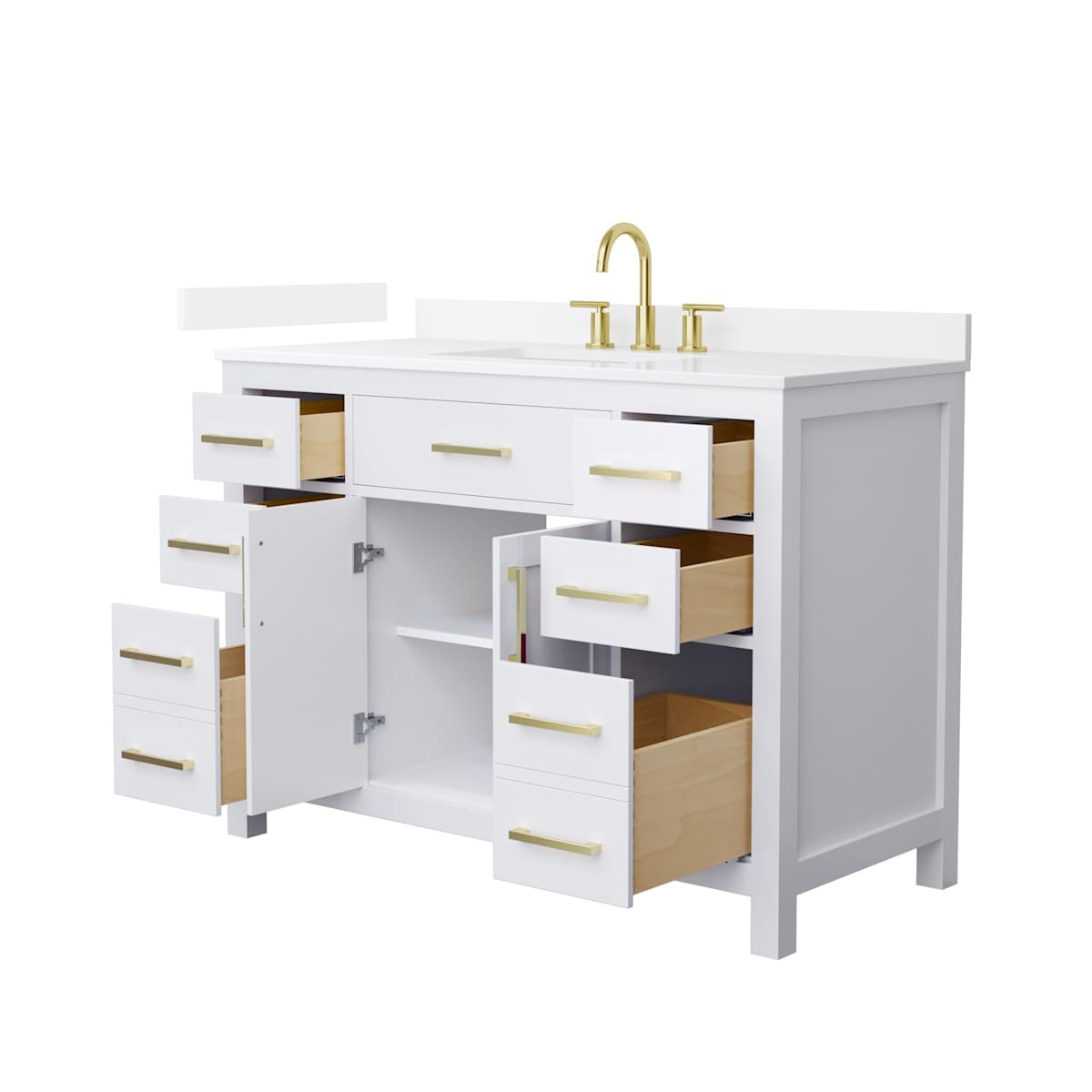 Beckett 48" Free Standing Single Basin Vanity Set with Cabinet and Quartz Vanity Top