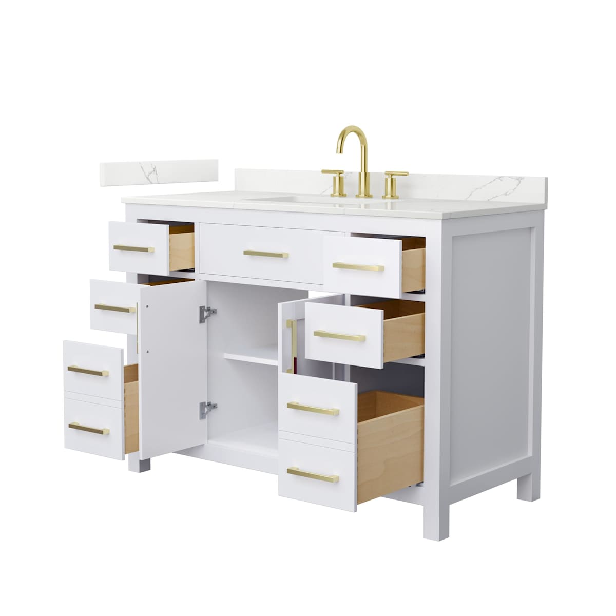 Beckett 48" Free Standing Single Basin Vanity Set with Cabinet and Quartz Vanity Top