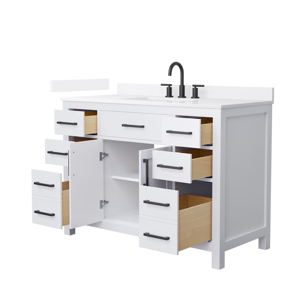 Beckett 48" Free Standing Single Basin Vanity Set with Cabinet and Quartz Vanity Top
