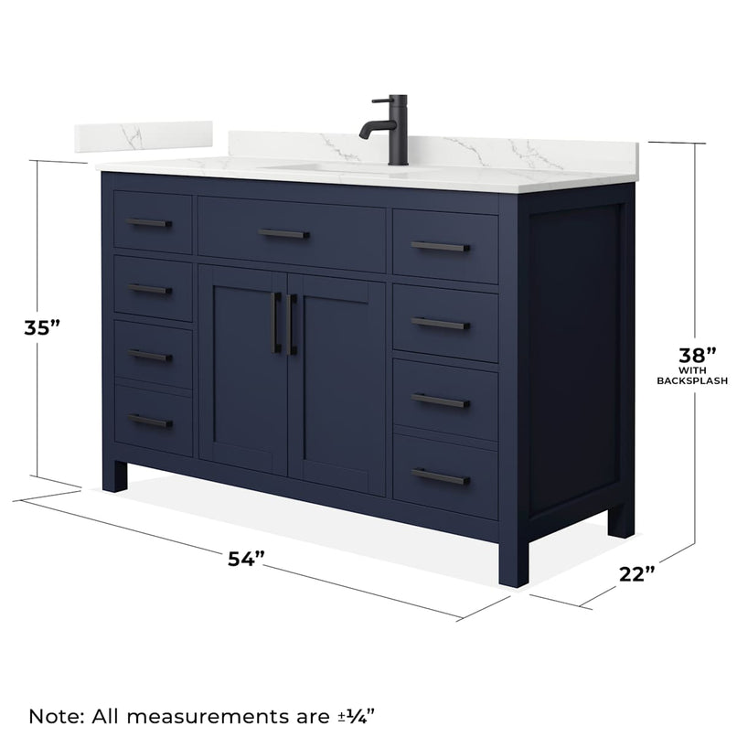 Beckett 54" Free Standing Single Basin Vanity Set with Cabinet and Quartz Vanity Top - image 4