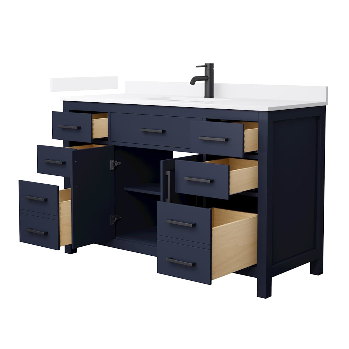 Beckett 54" Free Standing Single Basin Vanity Set with Cabinet and Quartz Vanity Top
