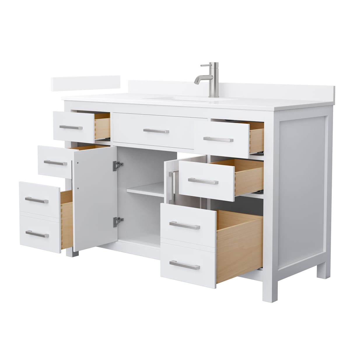 Beckett 54" Free Standing Single Basin Vanity Set with Cabinet and Quartz Vanity Top
