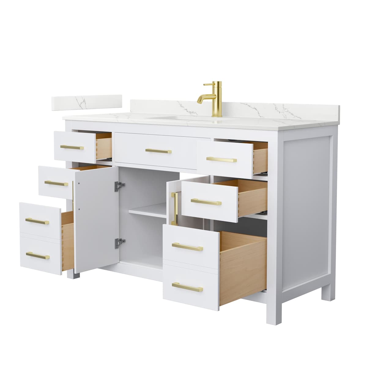 Beckett 54" Free Standing Single Basin Vanity Set with Cabinet and Quartz Vanity Top