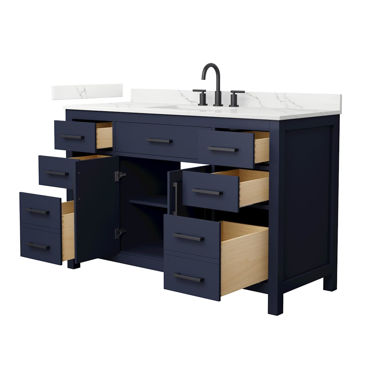 Beckett 54" Free Standing Single Basin Vanity Set with Cabinet and Quartz Vanity Top