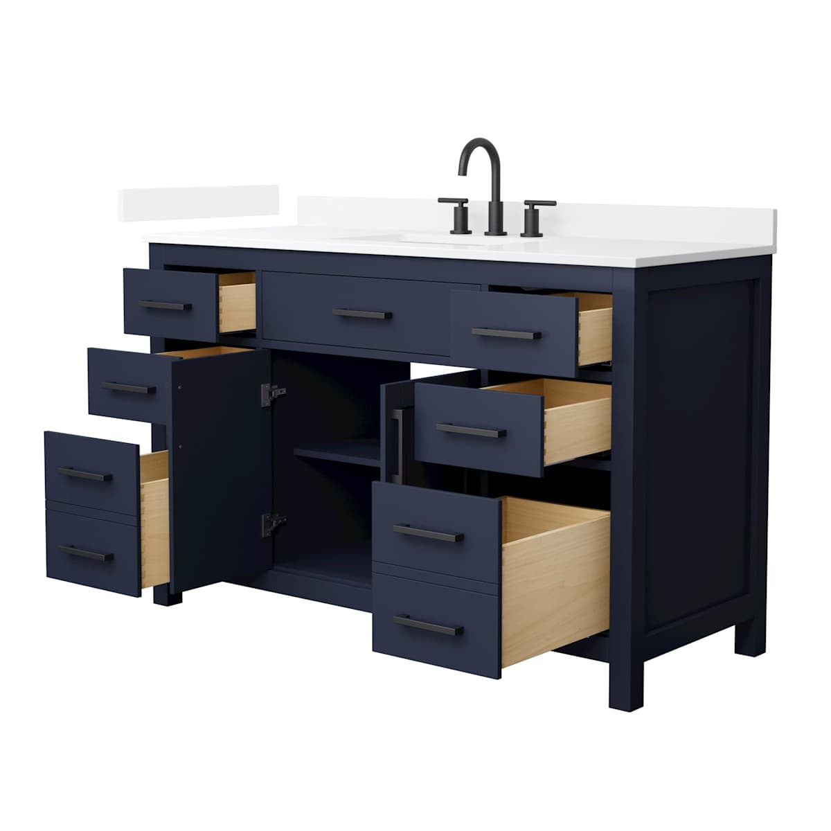 Beckett 54" Free Standing Single Basin Vanity Set with Cabinet and Quartz Vanity Top