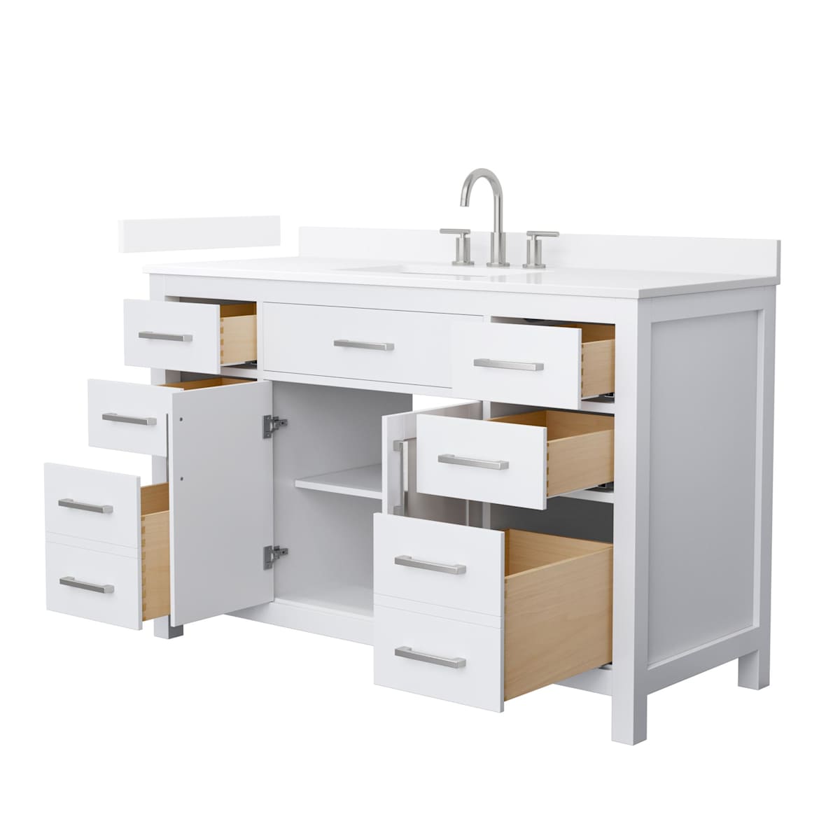 Beckett 54" Free Standing Single Basin Vanity Set with Cabinet and Quartz Vanity Top