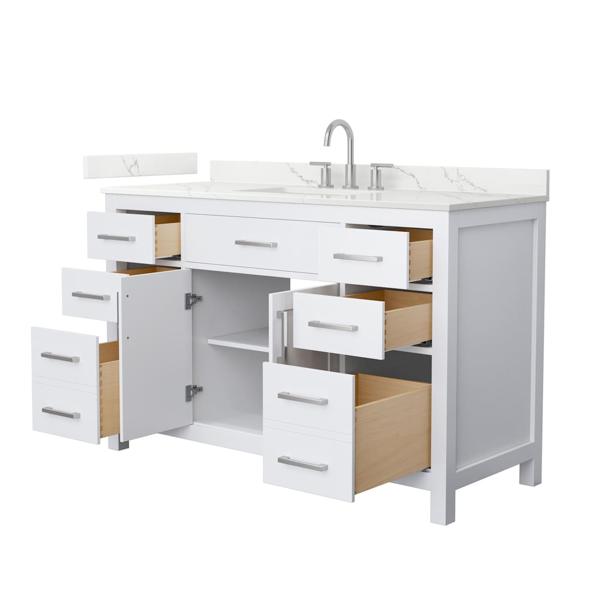 Beckett 54" Free Standing Single Basin Vanity Set with Cabinet and Quartz Vanity Top