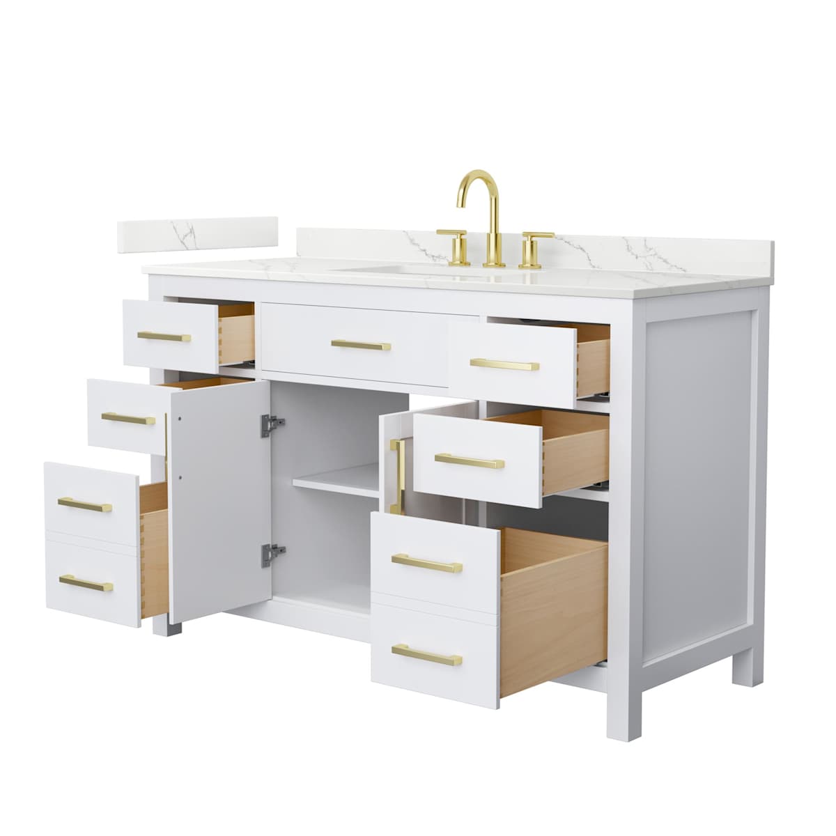 Beckett 54" Free Standing Single Basin Vanity Set with Cabinet and Quartz Vanity Top