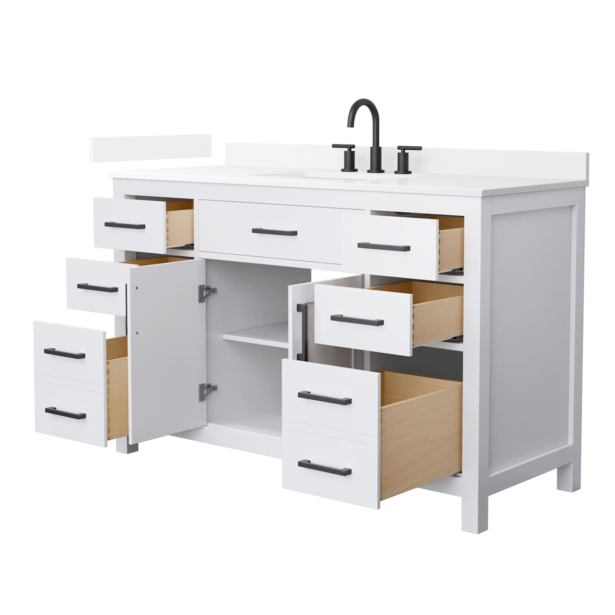 Beckett 54" Free Standing Single Basin Vanity Set with Cabinet and Quartz Vanity Top
