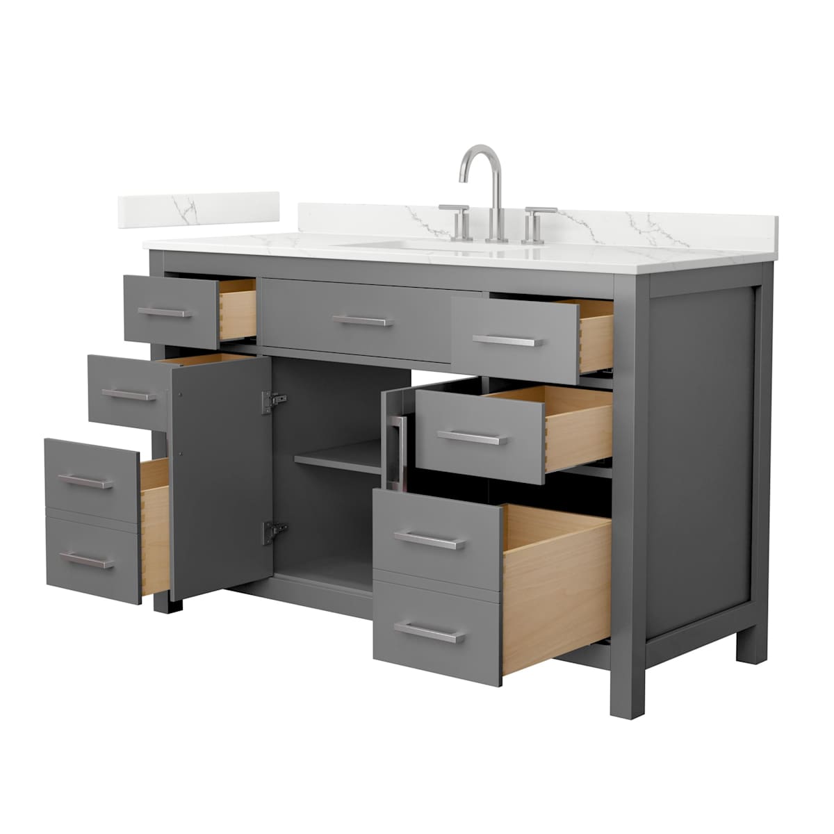 Beckett 54" Free Standing Single Basin Vanity Set with Cabinet and Quartz Vanity Top - image 15