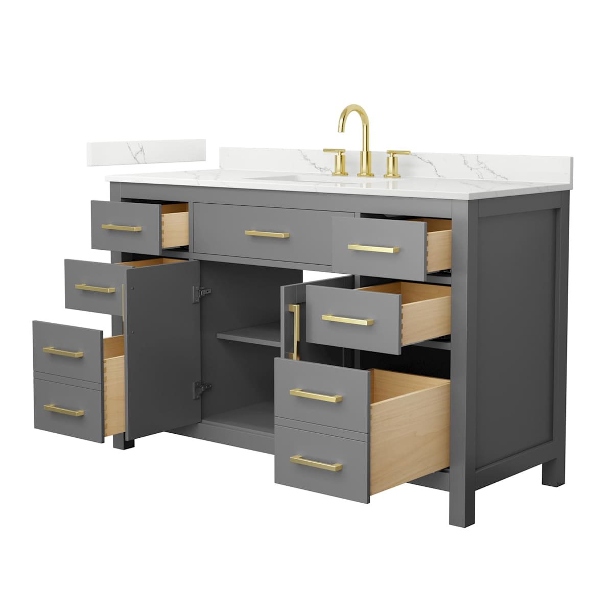 Beckett 54" Free Standing Single Basin Vanity Set with Cabinet and Quartz Vanity Top - image 19
