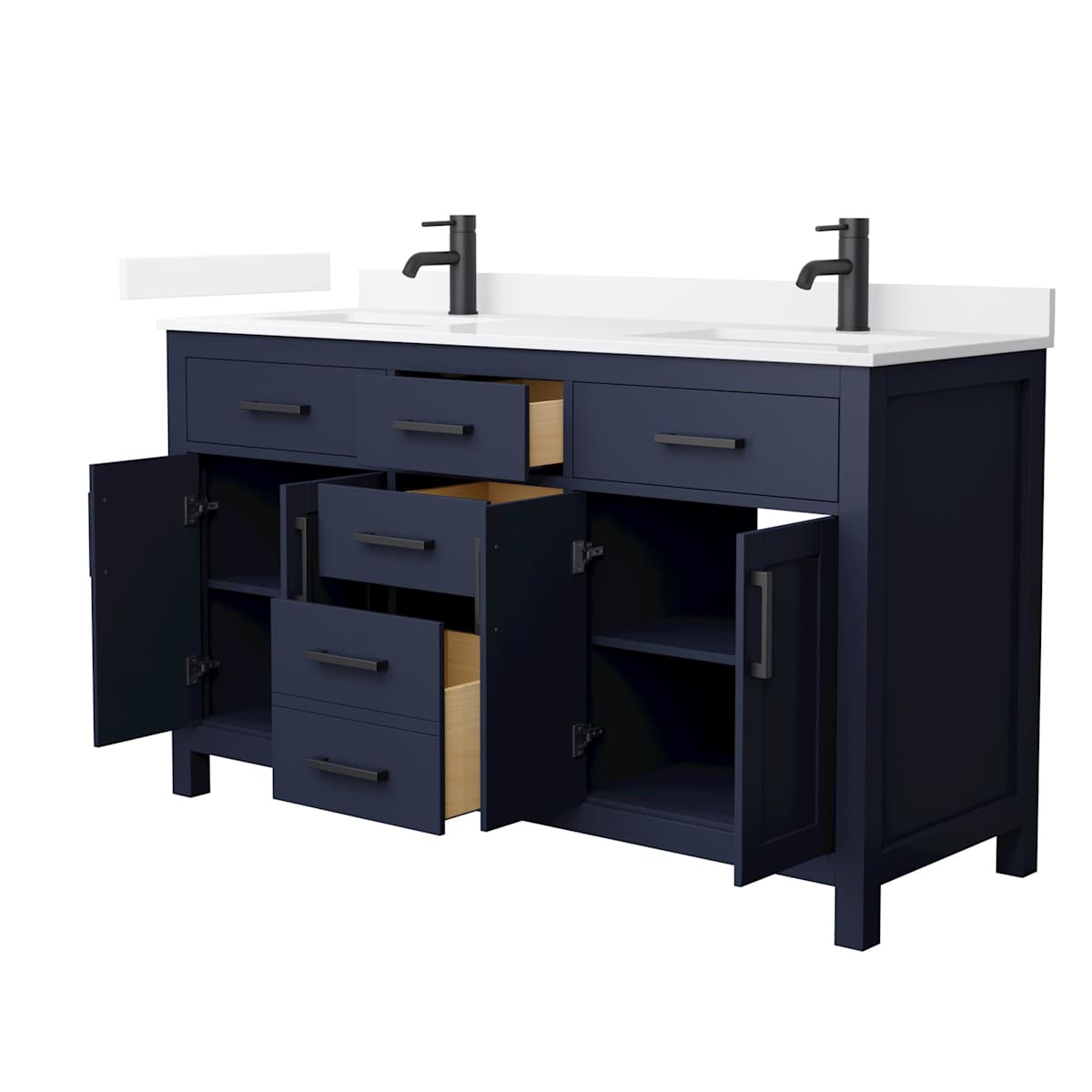 Beckett 60" Free Standing Double Basin Vanity Set with Cabinet and Quartz Vanity Top