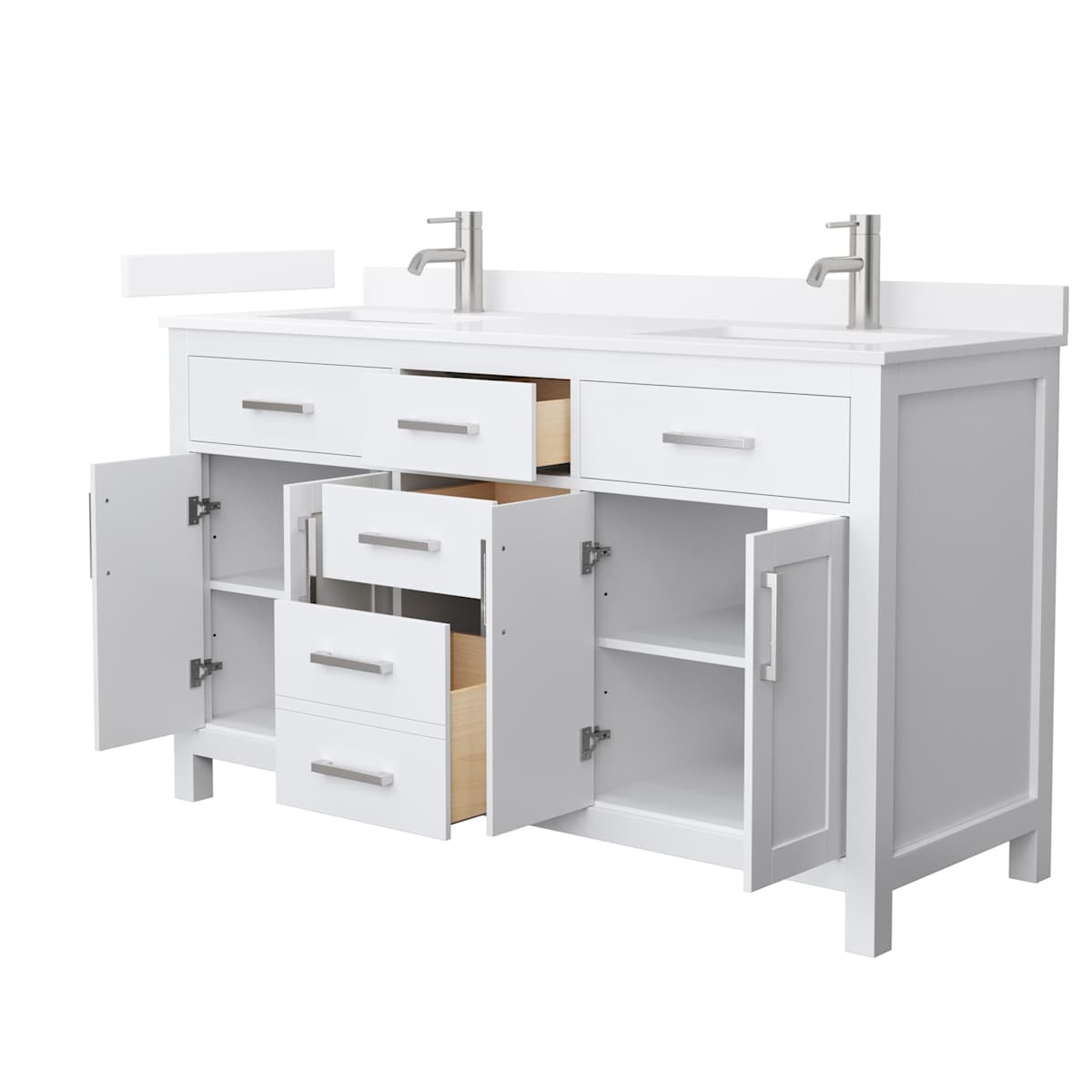 Beckett 60" Free Standing Double Basin Vanity Set with Cabinet and Quartz Vanity Top