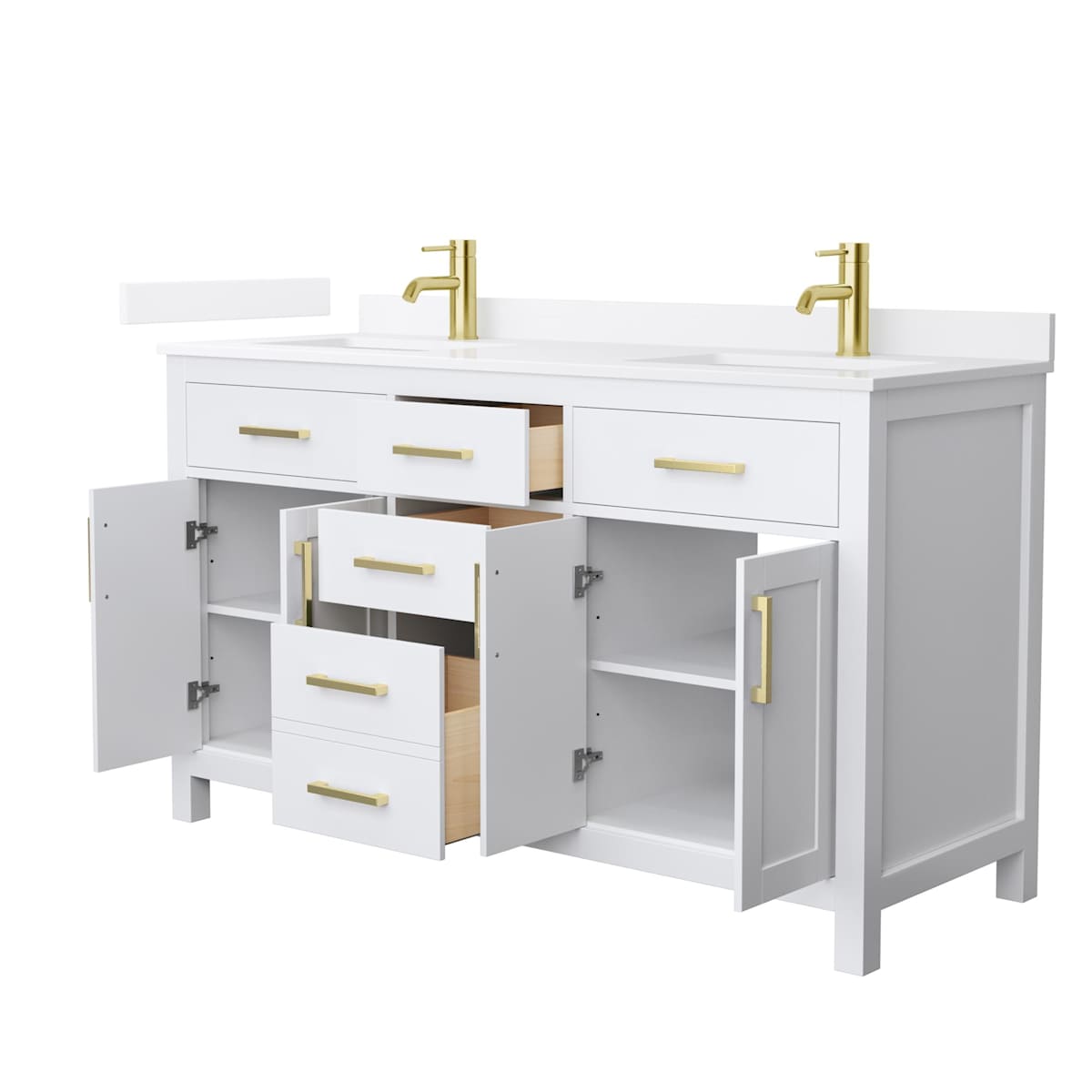 Beckett 60" Free Standing Double Basin Vanity Set with Cabinet and Quartz Vanity Top