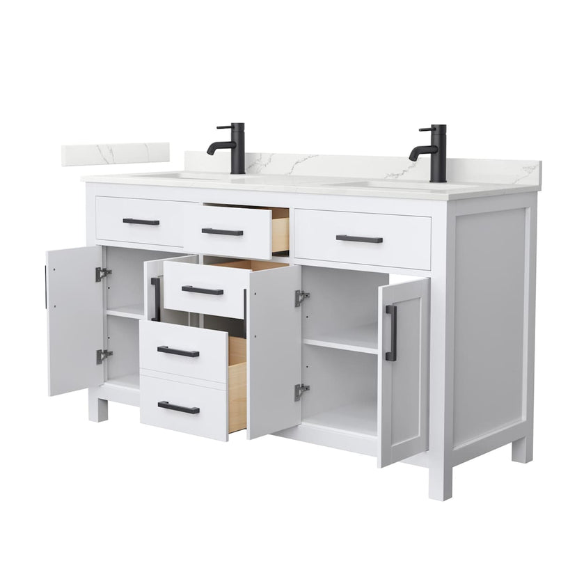 Beckett 60" Free Standing Double Basin Vanity Set with Cabinet and Quartz Vanity Top - image 13