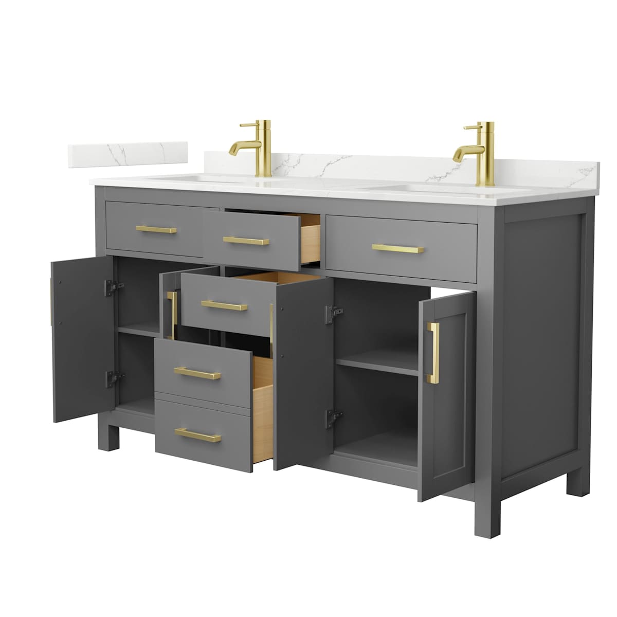 Beckett 60" Free Standing Double Basin Vanity Set with Cabinet and Quartz Vanity Top - image 19